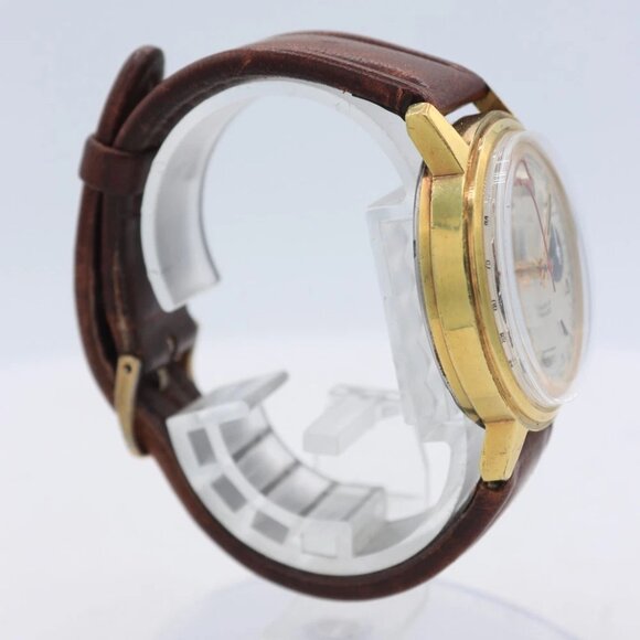 Vintage Le Jour 1376 Panda Men's Chronograph Wristwatch Valj. 7734 Gold Tone - Picture 5 of 7